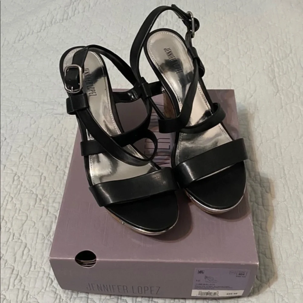 J‎ Lo | Black Open Toe Wedge Sandal